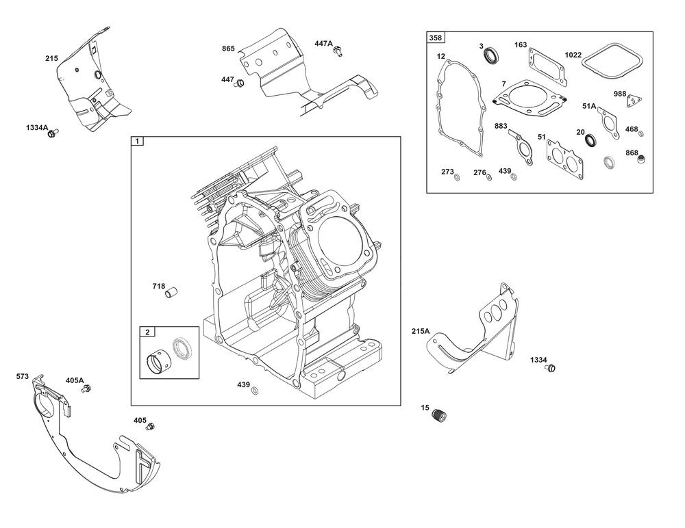 Cylinder Group Diagram and Parts List for 386447-0459-G1 200000 - 399999 Briggs and Stratton Engine
